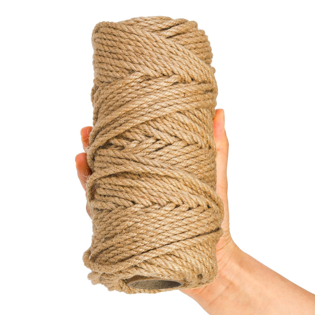 ZENFUN 3 Packs Total 492Feet Thick Jute Twine, 5mm 3Ply Heavy Duty Brown Jute Rope String, Natural Craft Rope Twine String for Home Gardening, Gift Wrapping, Packing, DIY Crafting(164Ft/50M Each)
