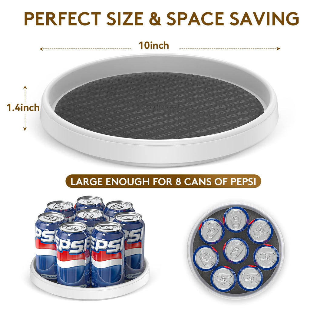 Lazy Susan Organizers -2 Set of Turntables for Cabinet, Pantry Organization Countertop,Vanity and Table,10 Inch Rotating Tray Spice Rack, Bathroom Fridge and Makeup Organizing, Non Skid