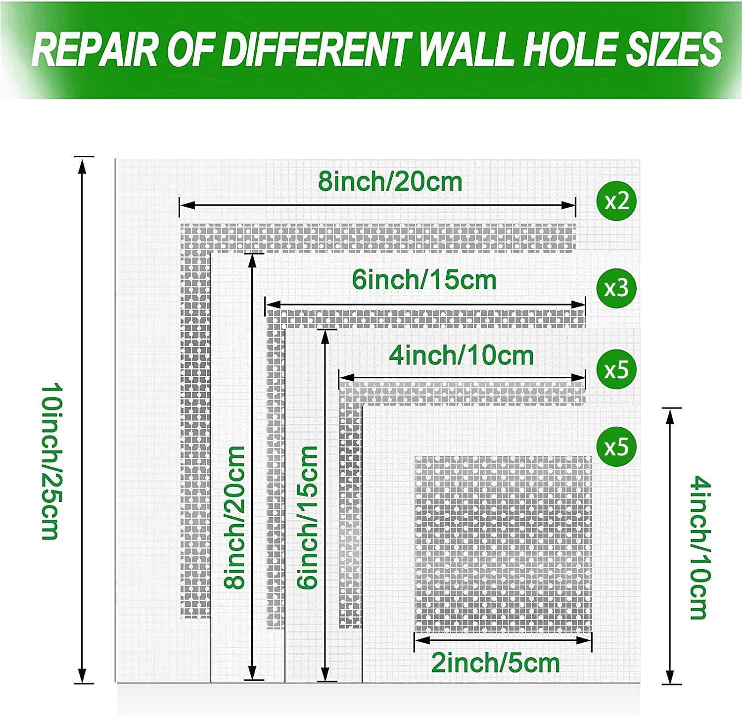 Deuvuo 19 Pcs Drywall Repair Kit - 4 Patch Sizes (2/4/6/8 Inch) With Scraper, Sandpaper for Damaged Ceiling - Say Goodbye to Unsightly Holes