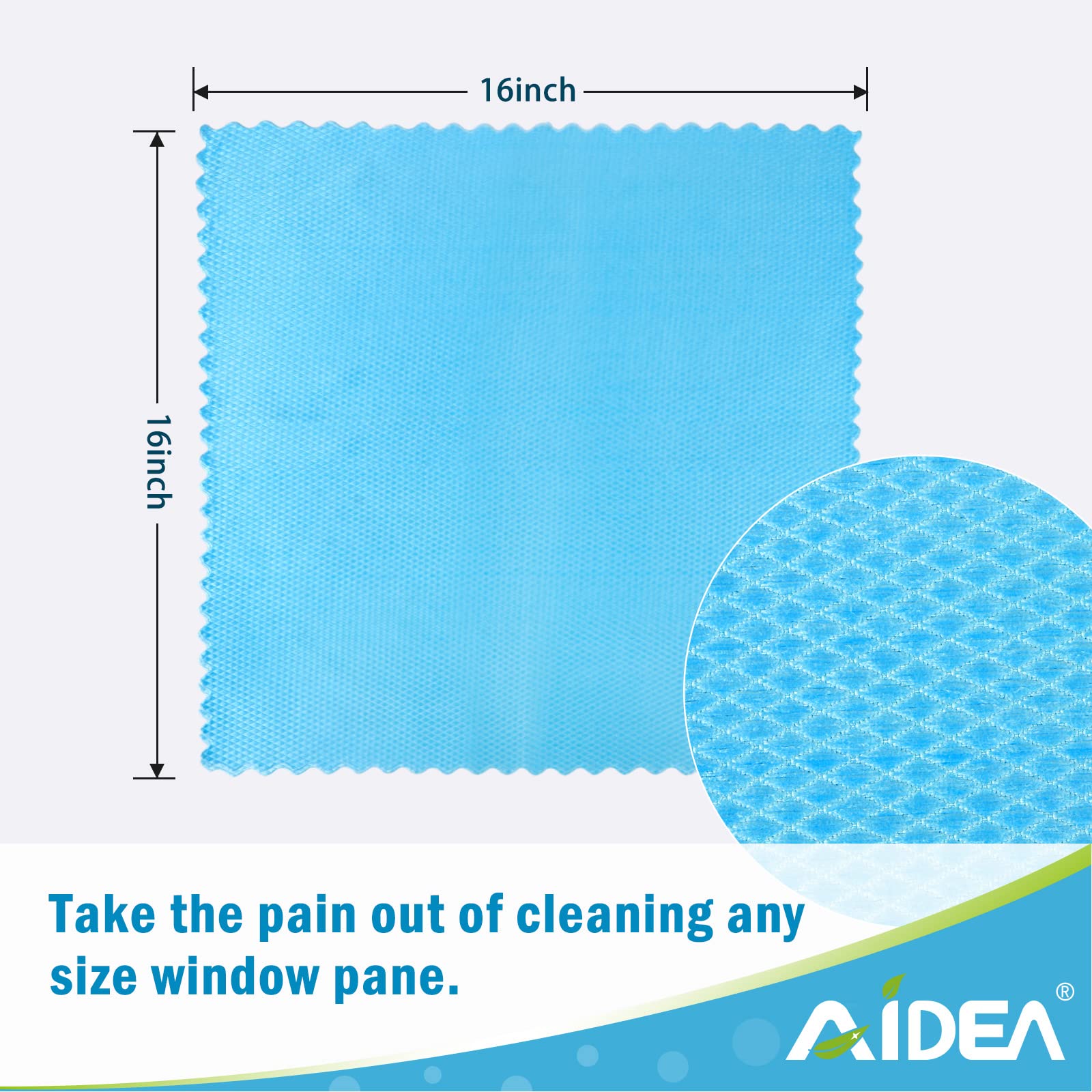 AIDEA Microfiber Glass Cleaning Cloths, 8PK, 16"x16" Premium Microfiber Glass and Window Cleaner, Lint Free Magic Cleaning Cloth, Quickly Clean Windows, Glasses, Windshields, Mirrors, Stainless Steel