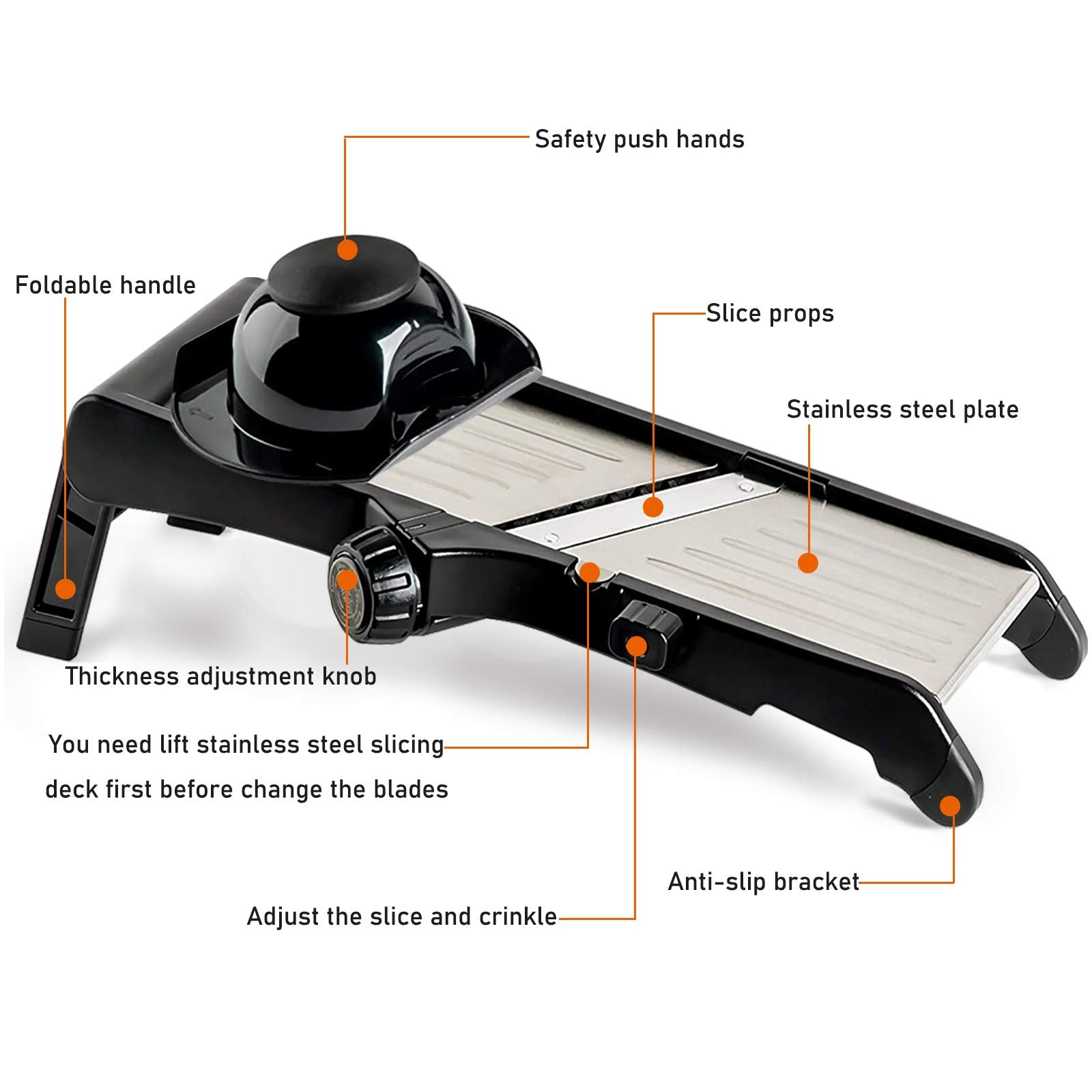 Mandoline Slicer for Food and Vegetables -VEKAYA Adjustable Kitchen Vegetable Slicer for Potato and Onion| French Fry Slicer, Vegetable Chopper with Hand Protectors and Gloves (Black)
