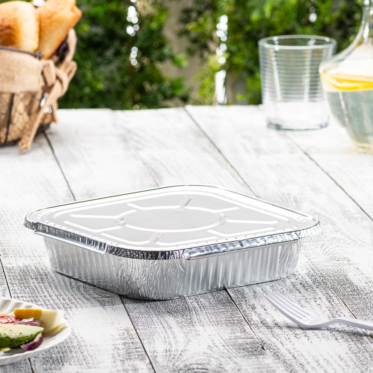 Gusto [25 Sets] 8x8 Square Foil Pans with Lids - Disposable Food Containers Perfect for Baking, Cooking, Heating, Storing, Broiling, Preparing Food - Formerly Comfy Package