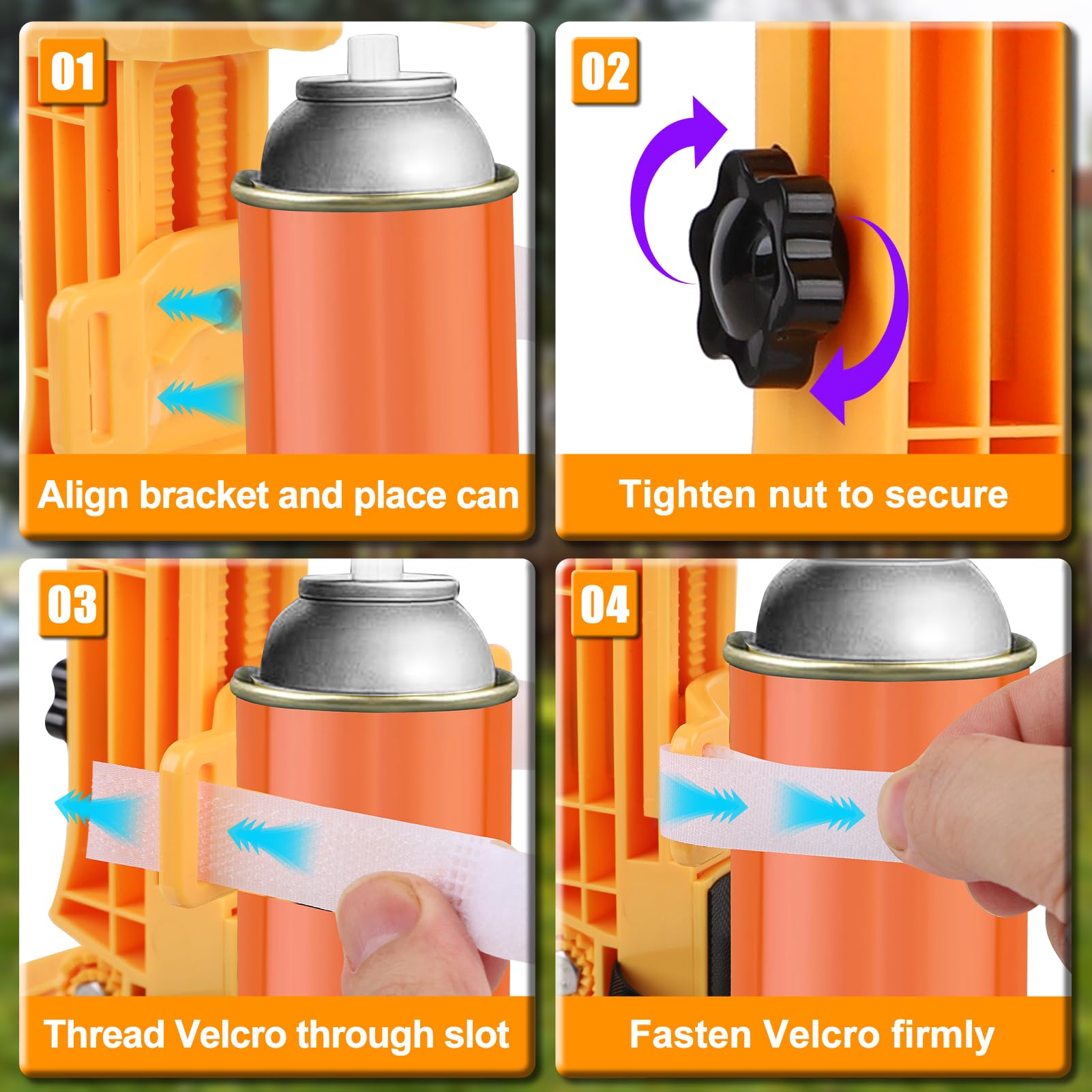 WODHMIEY Spray Can Extension Pole Adaptor, Sprayer Aerosol Can Extension Pole Adaptor, Adjustable Bottom Bracket for 9.0-13.6in Spray Cans with Loop Fastener ABS Material