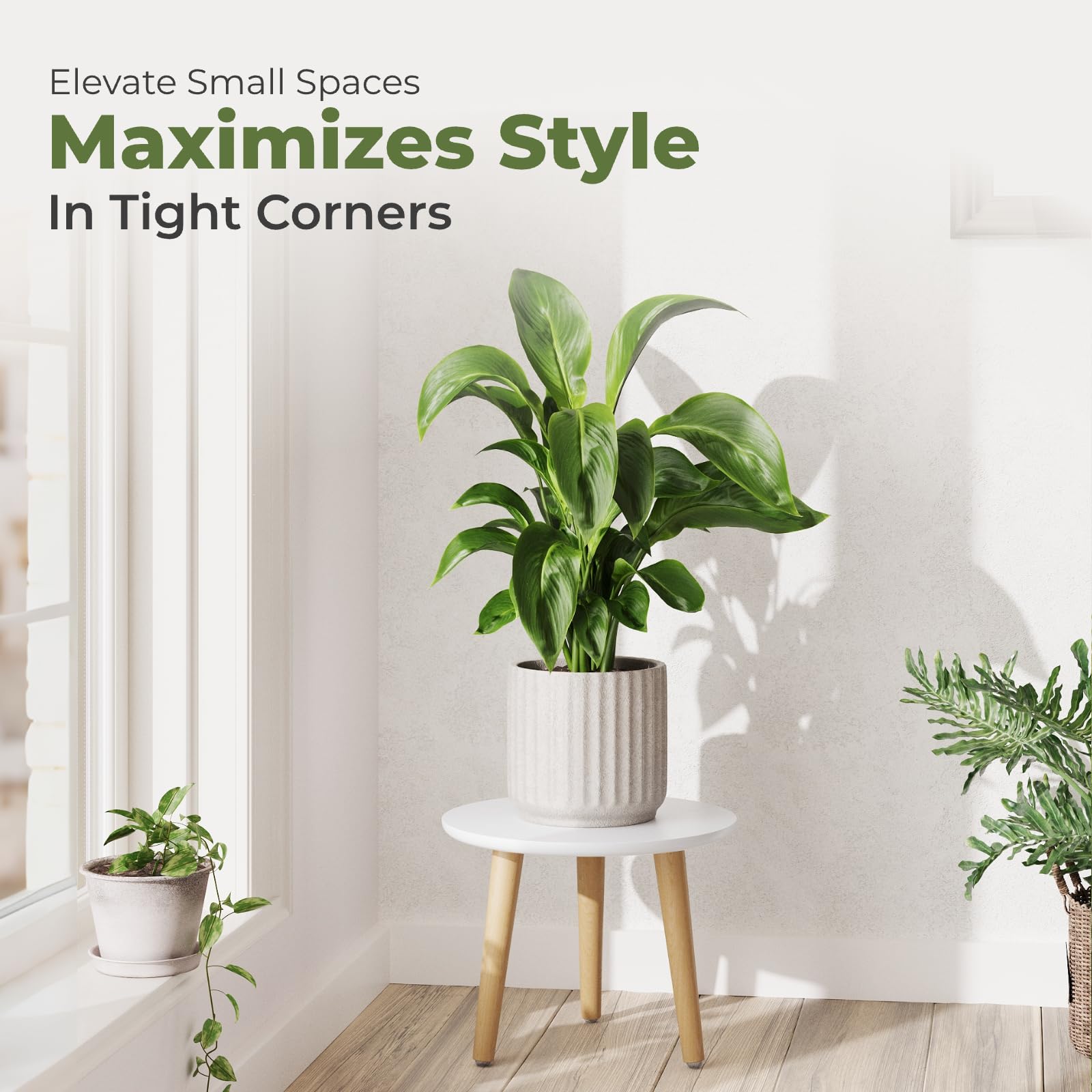 Bamworld Plant Stand Indoor Wood Short Plant Shelf for Multiple Plants Short Plant Table for Flower Pots Plant Holder for Patio Garden Balcony Living Room Bedroom