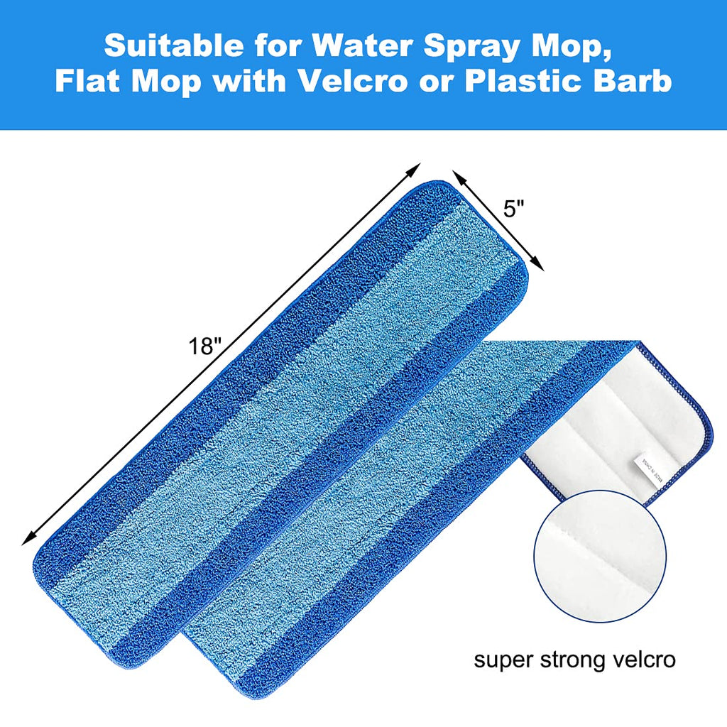 4 Pack Microfiber Mop Pads, Mop Pad Replacement for Bona Spray Mop, Washable & Reusable Mop Pads, Blue