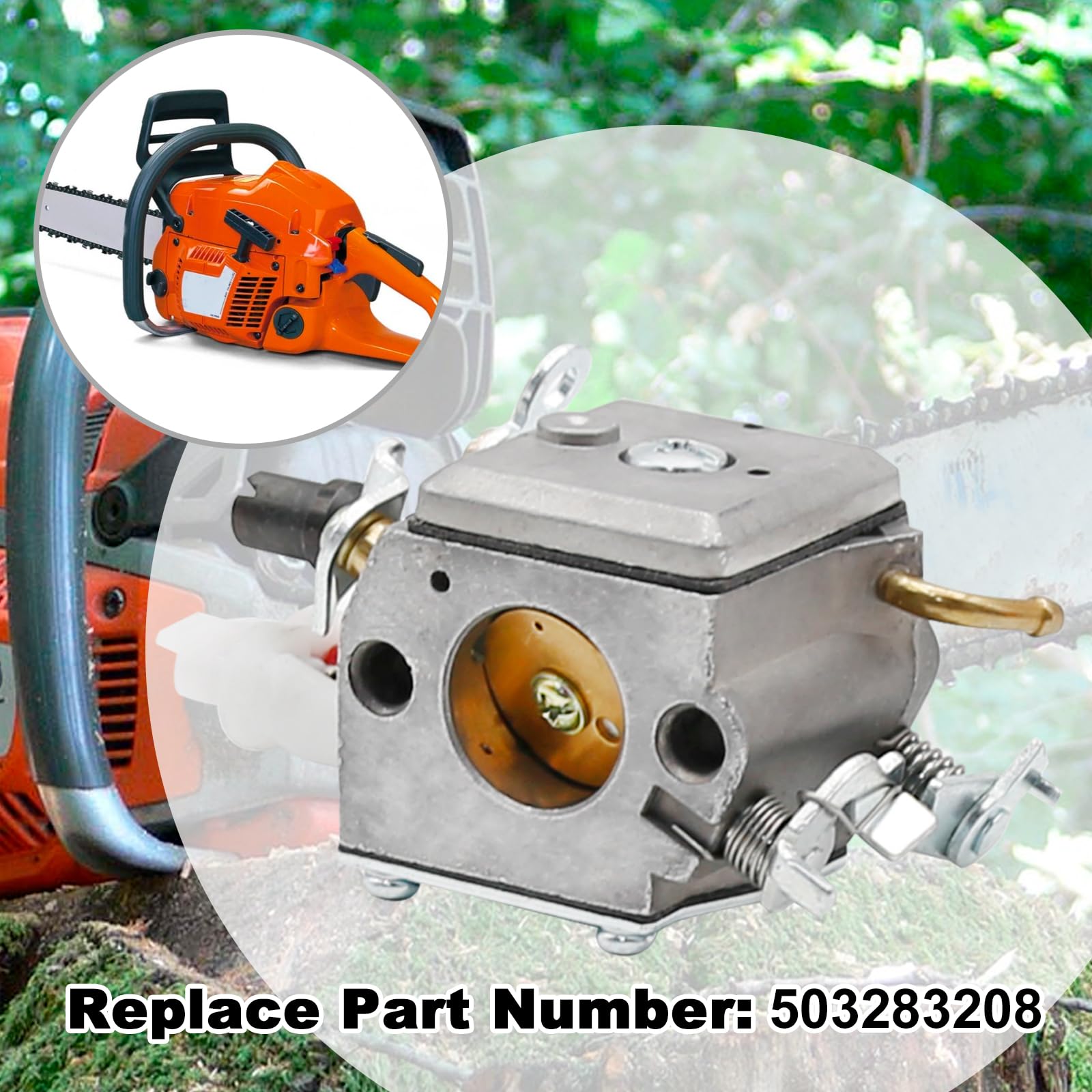 Zreneyfex 503283208 Carburetor Replacement for Husqvarna 340 345 346 350 351 346XP Chainsaw with Air Fuel Filter Line Intake Manifold