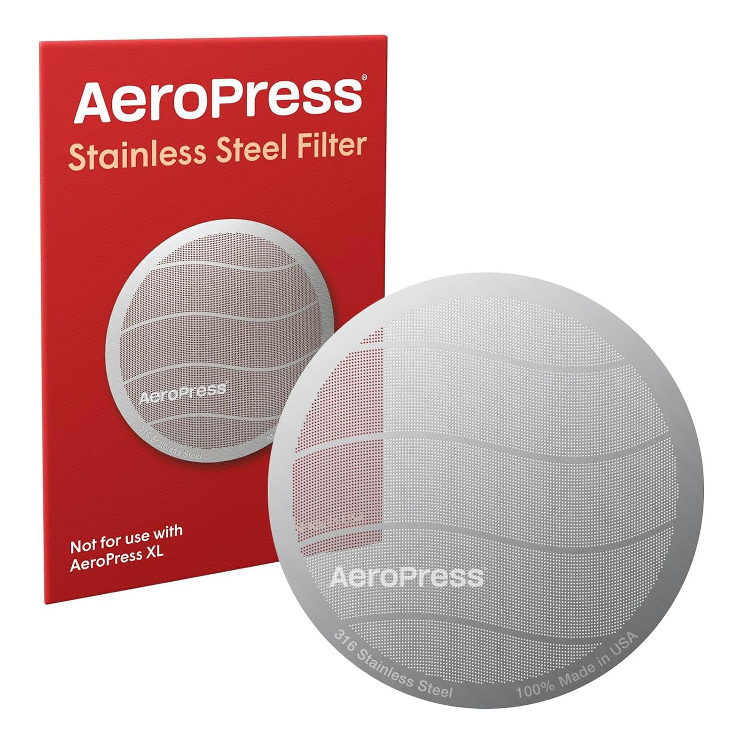 AeroPress 316 Stainless Steel Reusable Filter, Durable Metal Coffee Filter, Sustainable, Eco-Friendly, Travel-Friendly, Fits Standard Size AeroPress Manual Coffee Makers