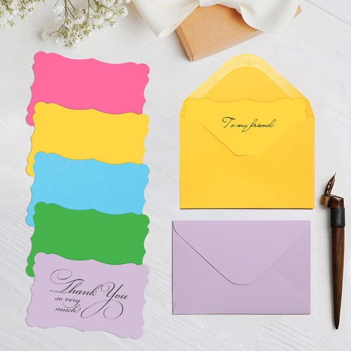 100 Pack Mini Cards with Envelopes, Small Colorful Blank Note Cards with Self-Adhesive Envelopes, Prayer Board Suppies, Tiny Business Card Envelopes(4 x 2.7 Inches, 10 Colors) (Multicolored)