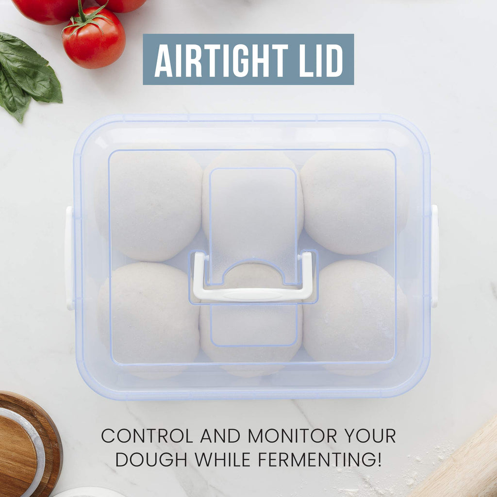 Chef Pomodoro Pizza Dough Proofing Box, Pizza Dough Container, Household Pizza Dough Tray With Convenient Carry Handle (Blue)