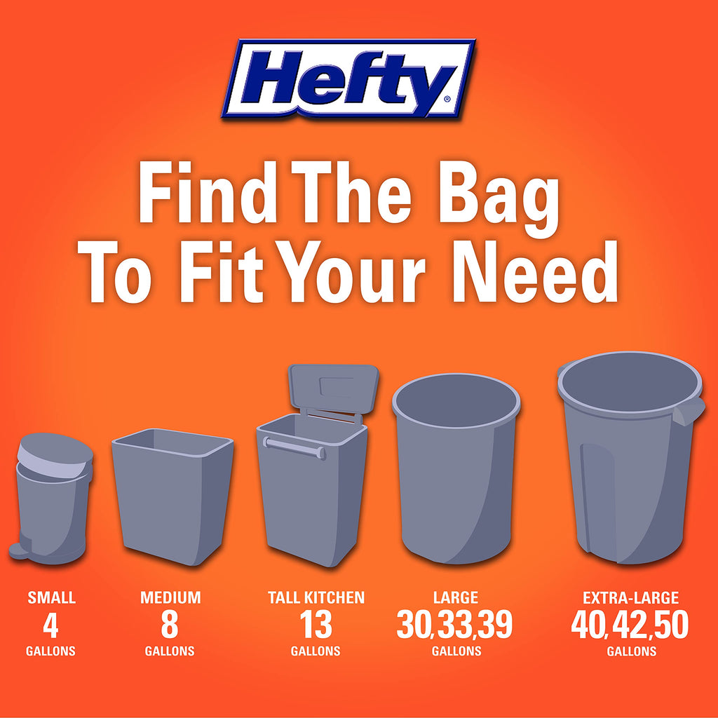 Hefty Ultra Strong Renew Tall Kitchen Trash Bags, White, Clean Burst Scent, 13 Gallon, 80 Count