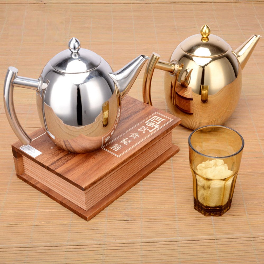 One-Pine Stainless Steel Teapot Set with Infuser Filter and Lid, Large Capacity 1.5 L/51 oz Diffuser Pot for Loose Tea, Green Tea, Coffee (Silver)