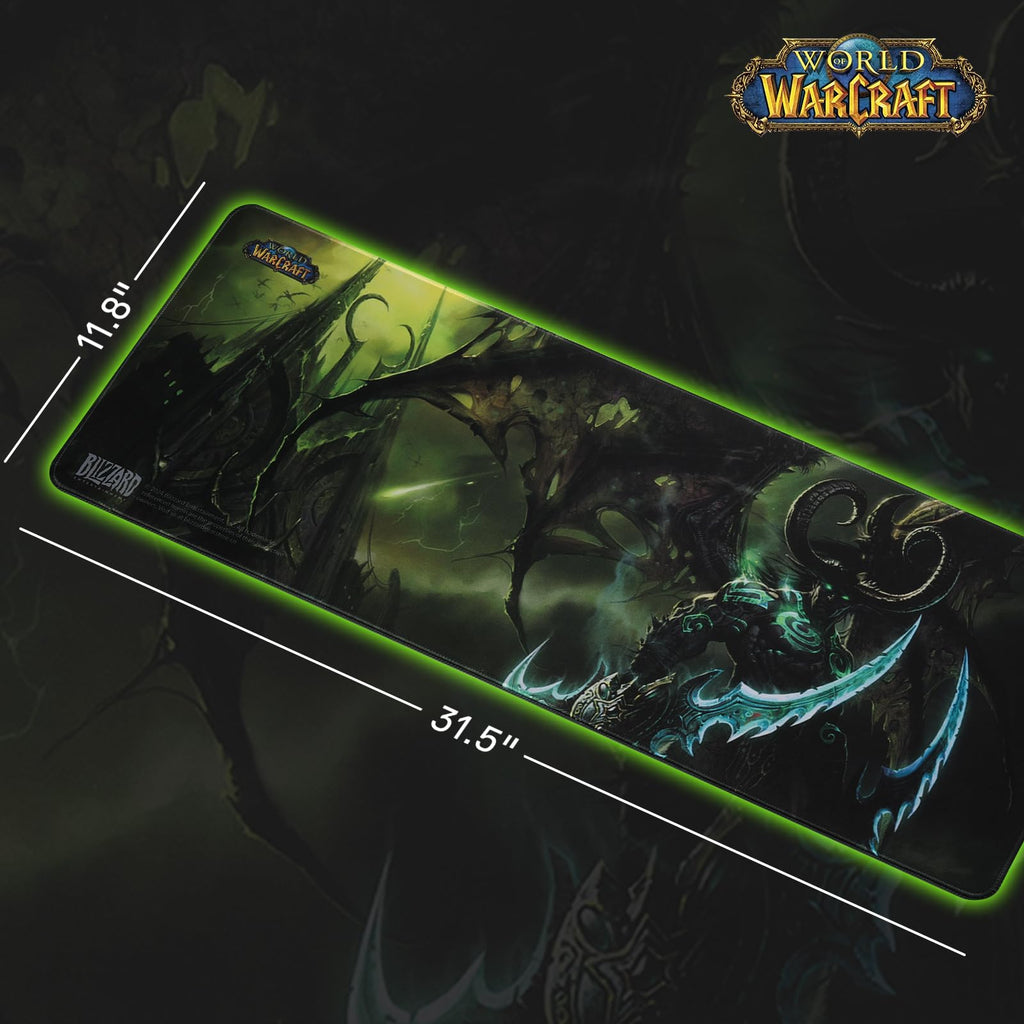 Blizzard Wow XXL Gaming Mouse Pad, Keyboard Pad for Gamer, Office & Home, Non-Slip Rubber Base, Extended Desk Mat with Stitched Edge, Easy to Clean, 80 * 30CM (Green)