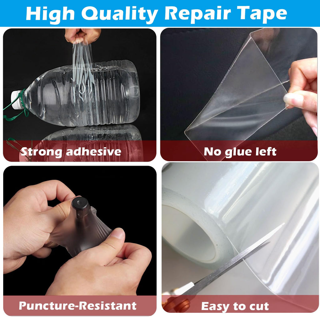 Clear Waterproof Repair Tape, Heavy Duty Patch for Fabric, Tarp, Tent, RV Roof, Awning, Underbelly, Sail, Boat Cover and Outdoor Surfaces, 5 Inch x 10FT