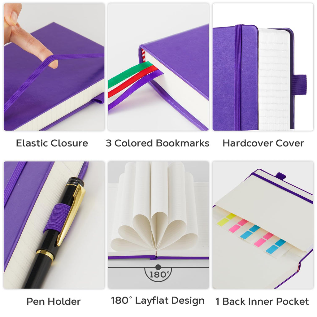 320 Pages Journal Notebook, College Ruled Notebook Journal for Women Men, Leather Journal Notebook for School Work, Pearlescent Purple Notebook, 8.5 x 11