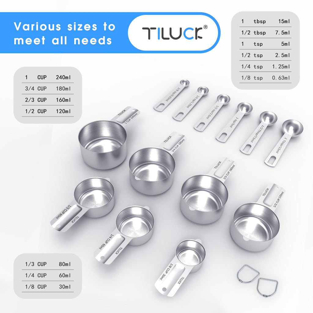 TILUCK Stainless Steel Measuring Cups & Spoons Set, Cups and Spoons,Kitchen Gadgets for Cooking & Baking (13)