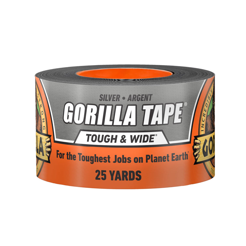 Gorilla Tough & Wide All Purpose Universal Duct Tape, Double-Thick Adhesive, All Weather Resistant Shell, Reinforced Backing, Silver, 2.88 in x 25 yd