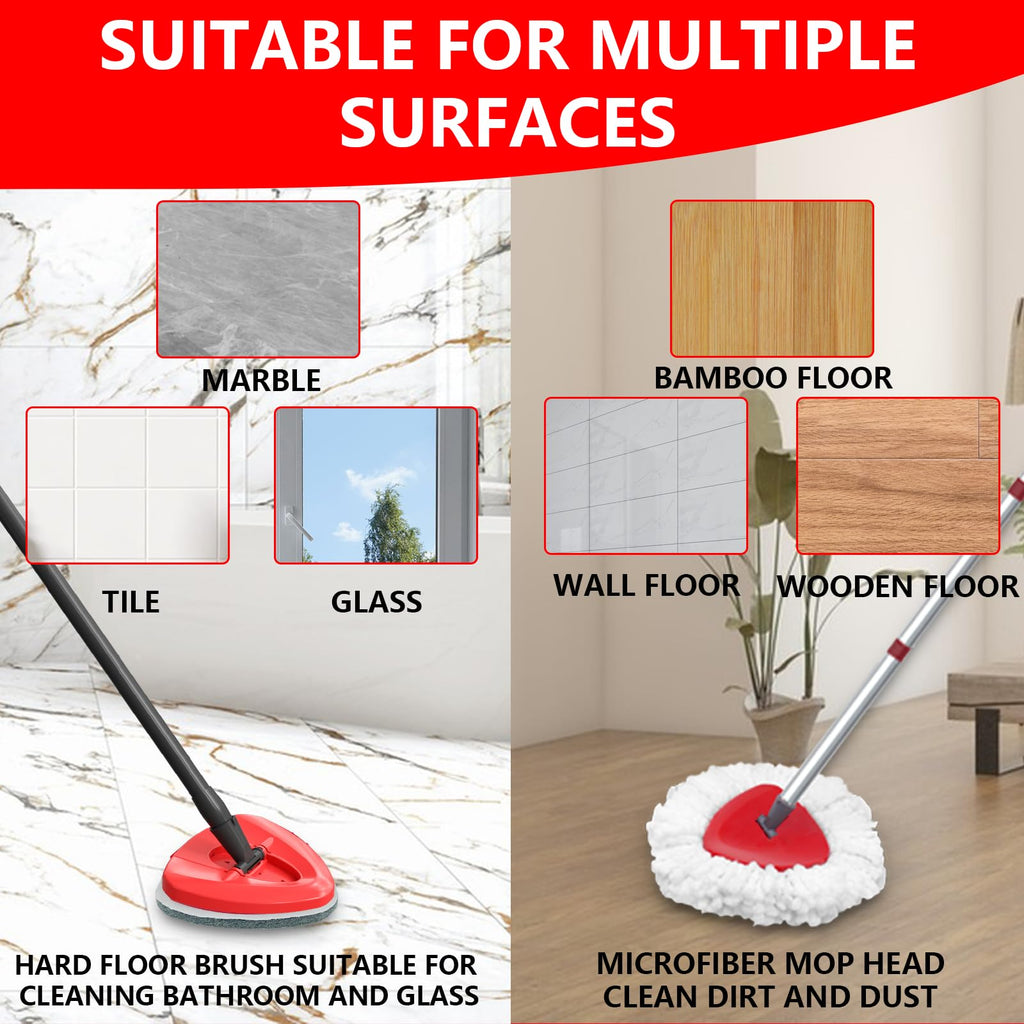 7 Pack Spin Mop Replace Head for Vileda EasyWring 1-Tank, Includes 4 Microfiber Mop Replacement Refill, 2 Prone to Foaming Scrubber Sponge Brushes & 1 Connector for Kitchen, Bathrooms, Glass