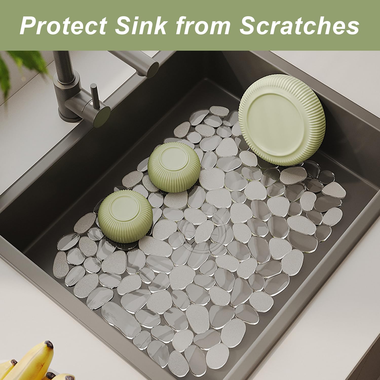 2 PCS Pebble Kitchen Sink Mats - PVC Sink Protector Stainless Steel or Porcelain - Protector for Bottom of Kitchen Sink, 15.8 x 11.8 inches