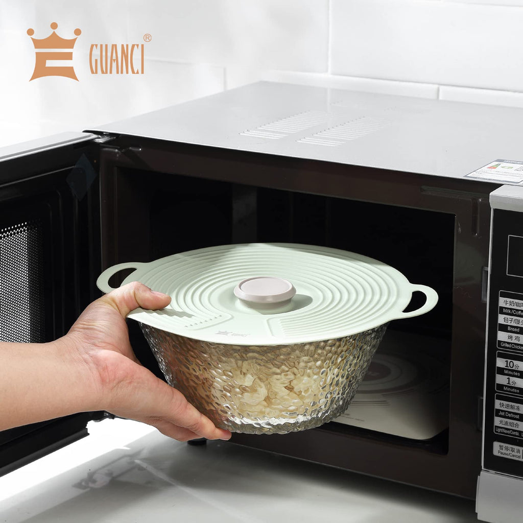 GUANCI Silicone Lids Set of 8, Silicone Lids Covers Universa Heat Resistant Microwave Cover Silicone Suction lids for Bowls, Plate, Pots, Pans