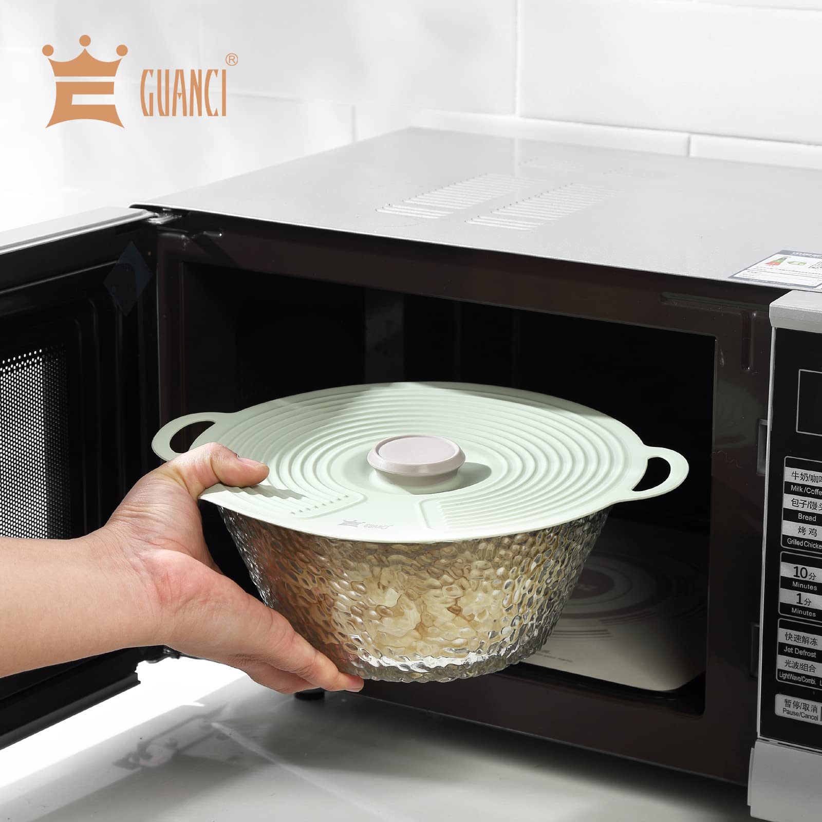 GUANCI Silicone Lids Set of 8, Silicone Lids Covers Universa Heat Resistant Microwave Cover Silicone Suction lids for Bowls, Plate, Pots, Pans