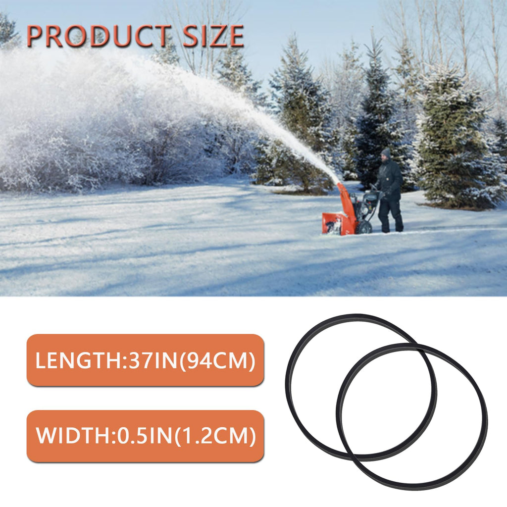 754-04195 Snow Thrower Belts for MTD（2Pcs）, Cub-Cadet, Craftsman 754-04195, 954-04195A, 1/2-Inch by 37-Inch Replacement Snowthrower Auger Belt,Black（2Pcs）