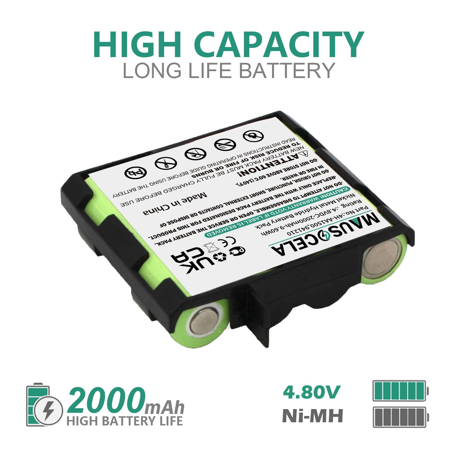 MAUSOCELA 2000mAh Replacement Comp'ex 4H-AA1500 Battery, Compatible with Sport Elite, Voor Fit 1.0, Fit 3.0, SP 2.0, SP 4.0, Elite 2.0, Physio 5, Mi-Theta 600, Theta 500, Rehab 400 Battery