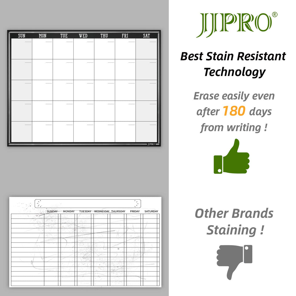 JJPRO Magnetic Dry Erase Monthly Calendar Whiteboard for Refrigerator-One Monthly Planner Whiteboard and Two Notes Boards Set for Fridge-Refrigerator Organizer with Monthly Planning Board