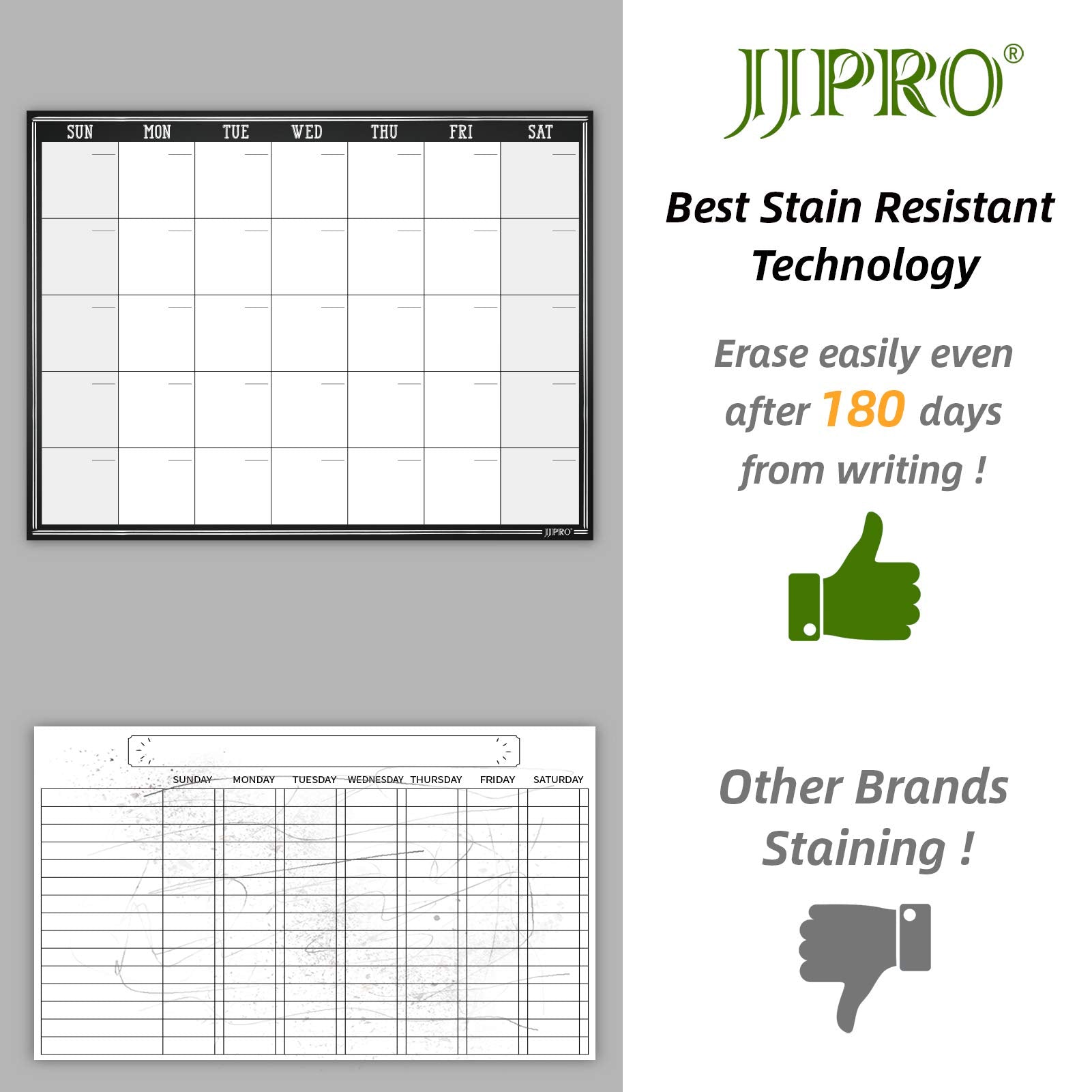 JJPRO Magnetic Dry Erase Monthly Calendar Whiteboard for Refrigerator-One Monthly Planner Whiteboard and Two Notes Boards Set for Fridge-Refrigerator Organizer with Monthly Planning Board