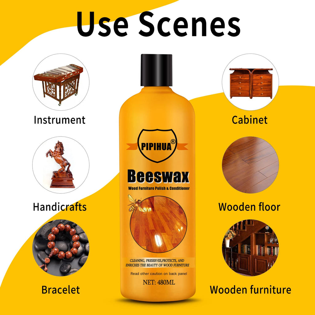 PIPIHUA Beeswax Furniture Polish Wood, Natural Wood Oil Colourless for Furniture Care & Protection for Interior and Exterior 480ml