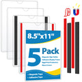VAIIGO Magnetic Sign Holder 8.5 x 11 Wall Sign Holder 5Pack, Rigid Plastic Door Sign Holder Magnetic Frame with Magnetic Tapes and Adhesive Tapes, Adhesive Display Frame for Fridge Window Wall Display