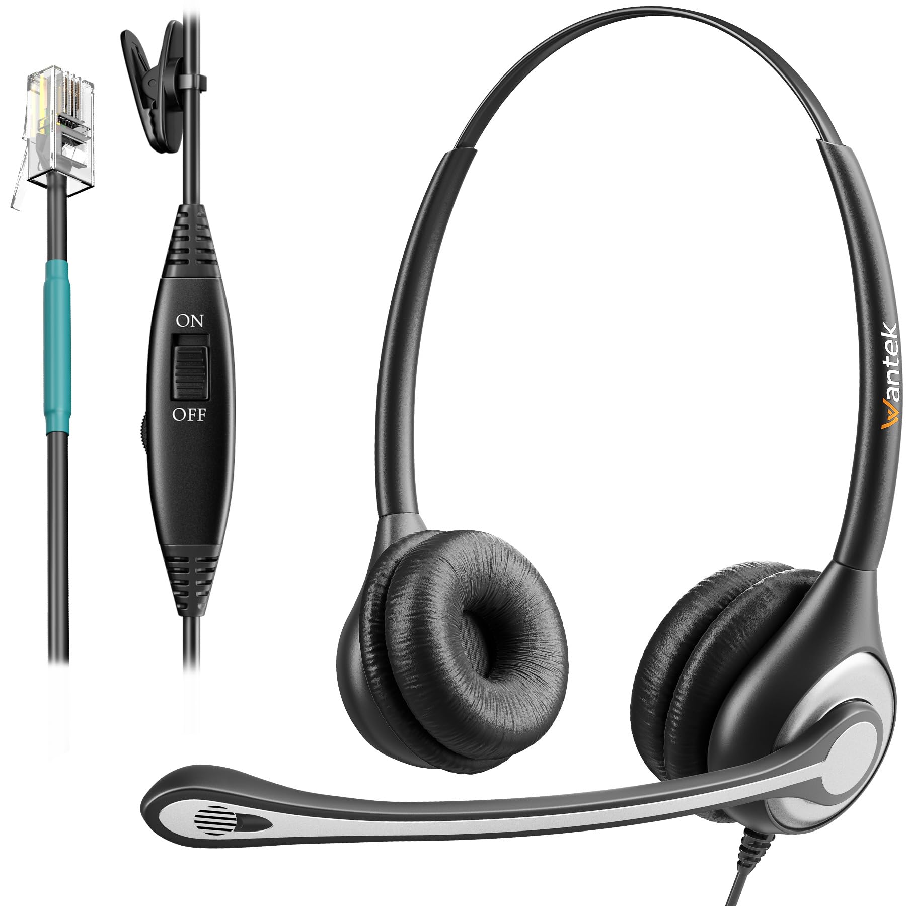 Wantek Corded Telephone Headset Mono with Noise Canceling Mic for ShoreTel Plantronics Polycom Zultys Toshiba NEC Dterm Nortel Norstar Meridian Siemens ROLM Packet8 Landline Deskphones (F600S2)