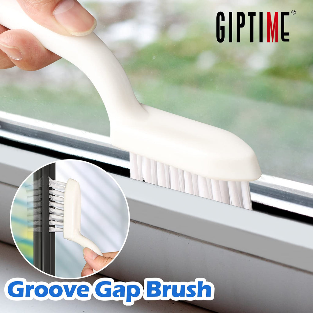 GIPTIME Brush for Cleaning, 4PCS Cleaning Brushes Includes Kitchen Cleaning Brush, Scrub Brush Comfort Grip, Clean Brush for Bathroom, Shoe Brush Track Groove Gap Cleaning Brushs Tool
