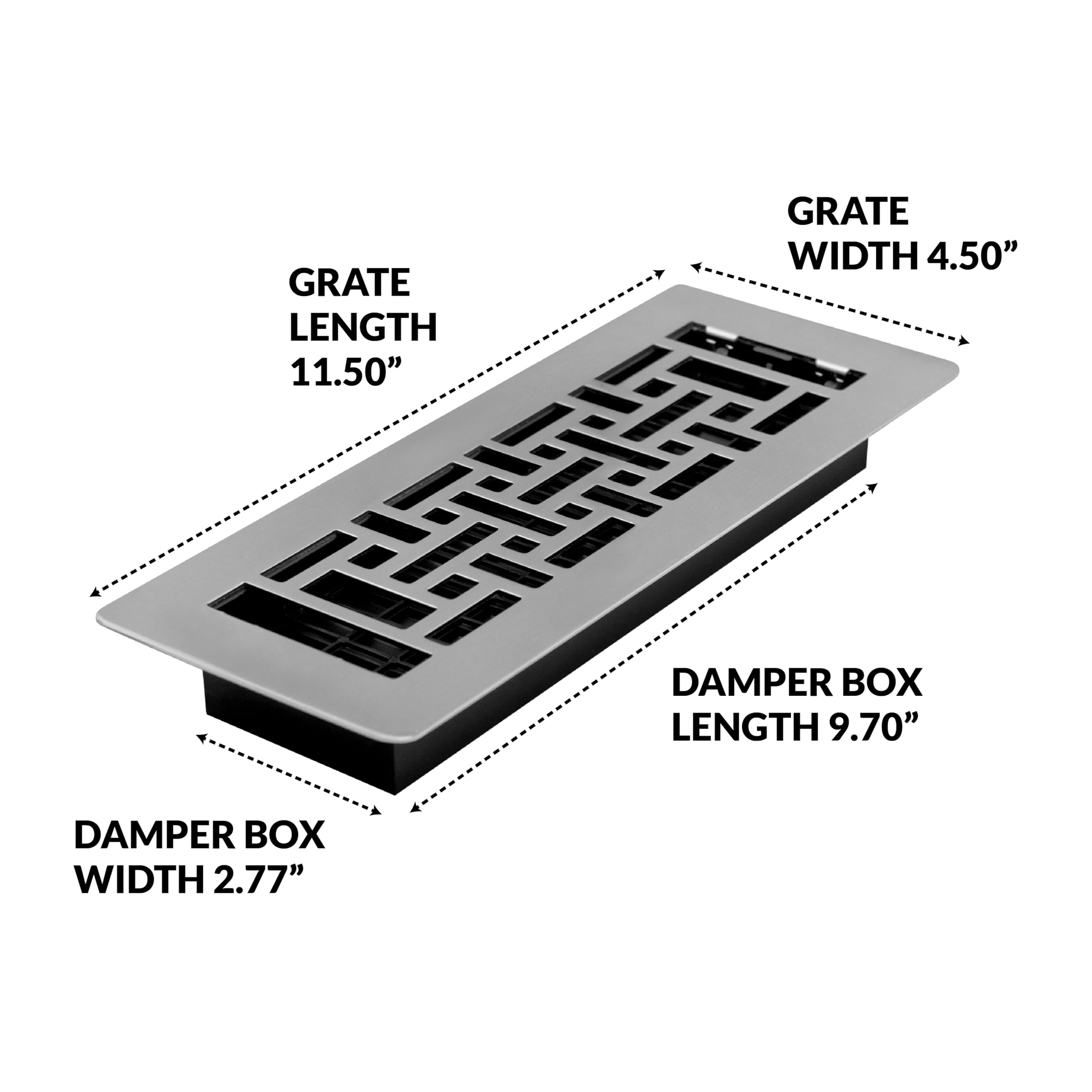 Decor Grates LAJH310-NKL Oriental *NEW* Low Profile Floor Register, 3x10 Inches, Brushed Nickel
