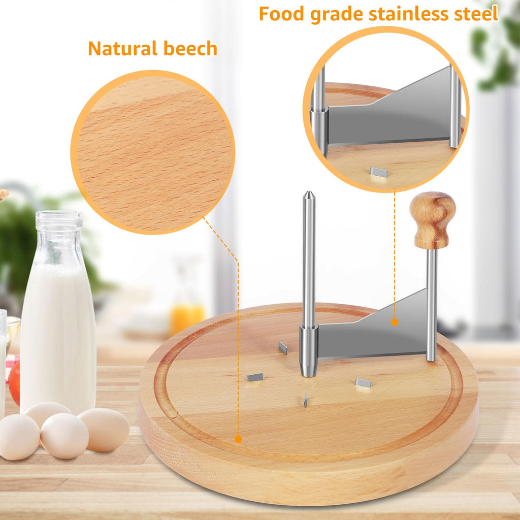 HIERTAOP Cheese Curler, Stainless Steel Shaver, Wooden Cheese Slicer Board, Rust-Proof Multifunctional Chocolate Flower Shaver, Perfect for Cheese Wheel or Chocolate 8.7×5.6 Inch