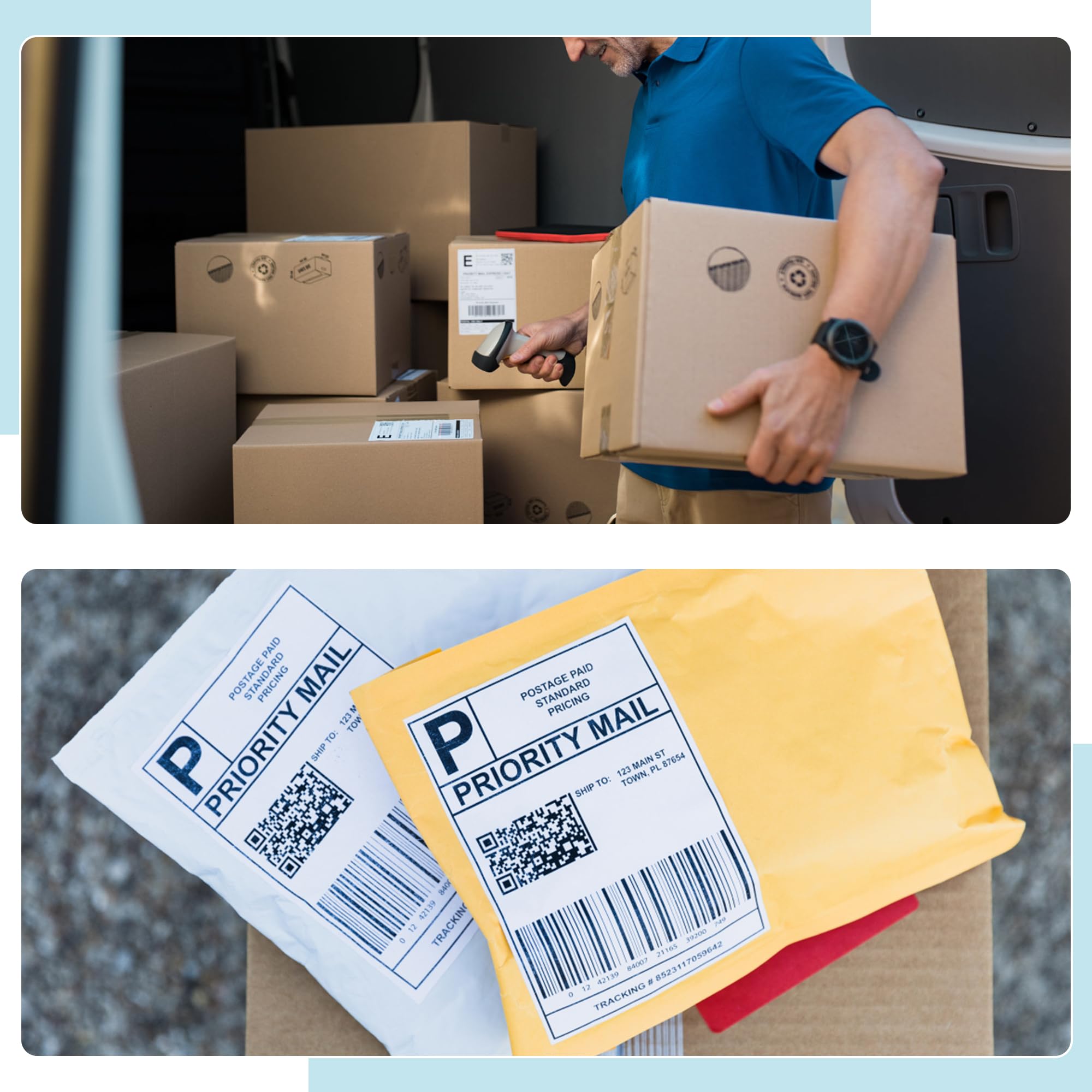L LIKED 4x6 in Direct Thermal Labels, 1000 Pcs Fanfold Shipping Labels with Perforations, Thermal Printer Labels Compatible with Munbyn, Vretti, Rollo & Zebra Printer
