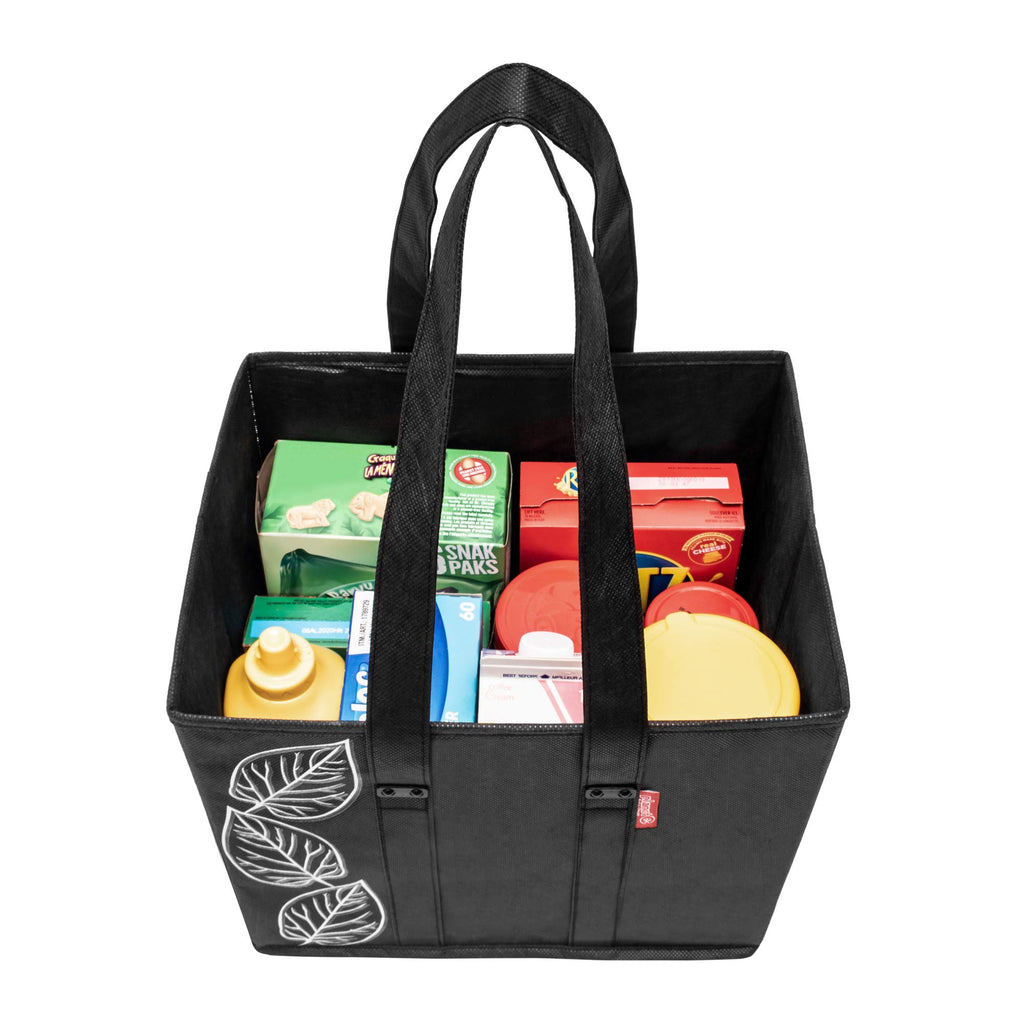 Planet E Reusable Grocery Shopping Bags – Large Collapsible Boxes With Reinforced Bottoms (Pack of 3, Black)
