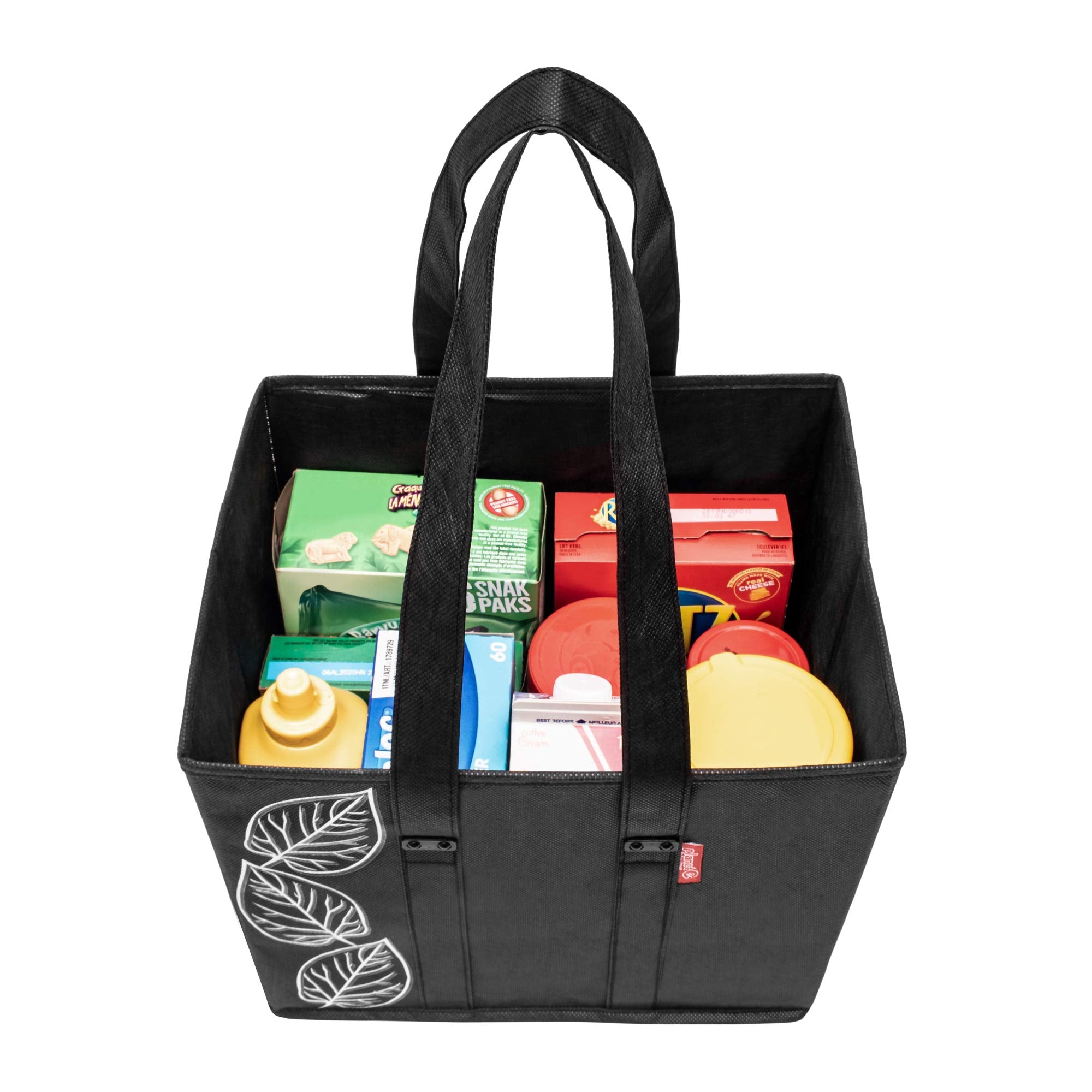Planet E Reusable Grocery Shopping Bags – Large Collapsible Boxes With Reinforced Bottoms (Pack of 3, Black)