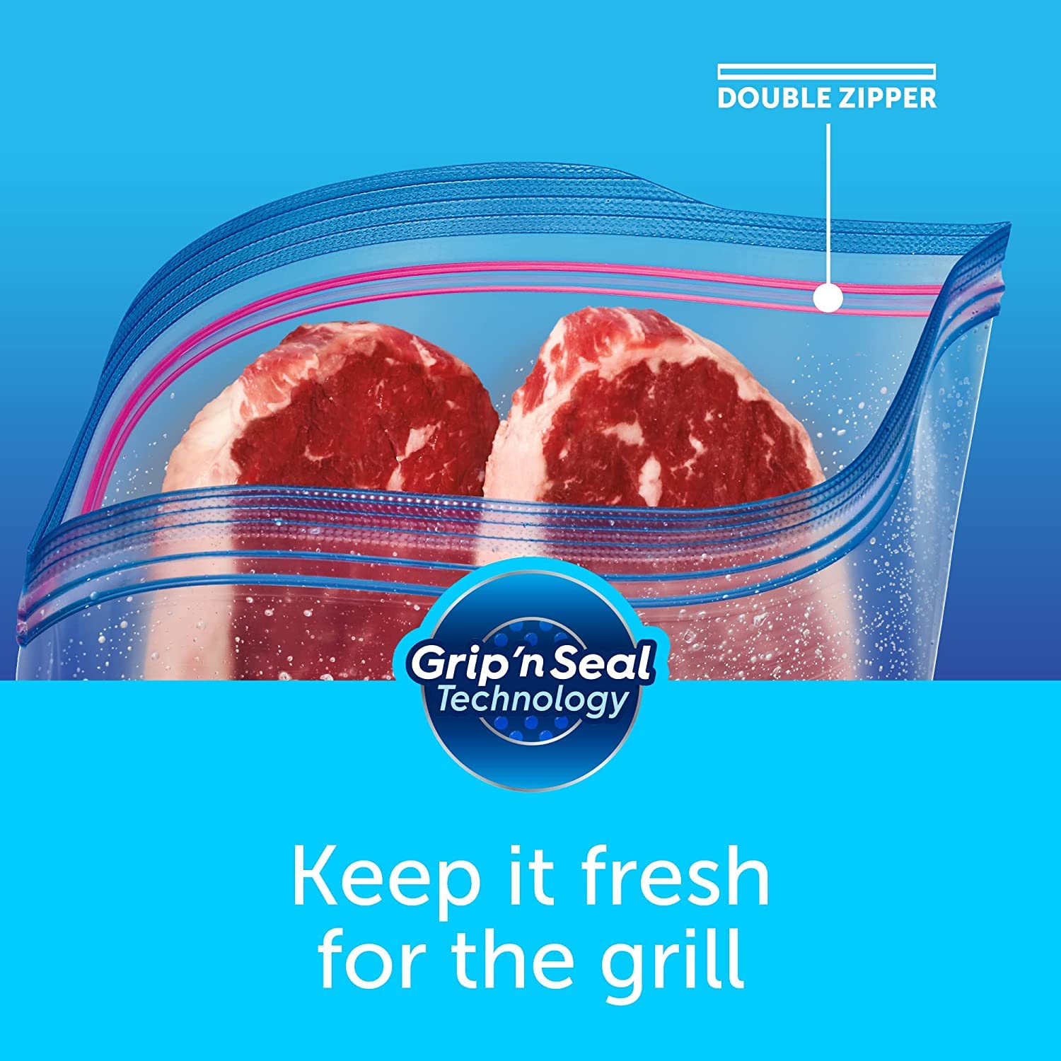 Ziploc Extra Large Food Storage Freezer Bags with Double Zipper Seal and Easy Open Tabs, 30 Count