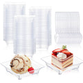 150 Pack Mini Dessert Plates with Tasting Spoons for 150 Guests, 2.4'' Small Clear Dessert Plates for Appetizer, Reusable Mini Square Plastic Appetizer Plates Set for Dessert, Sauce