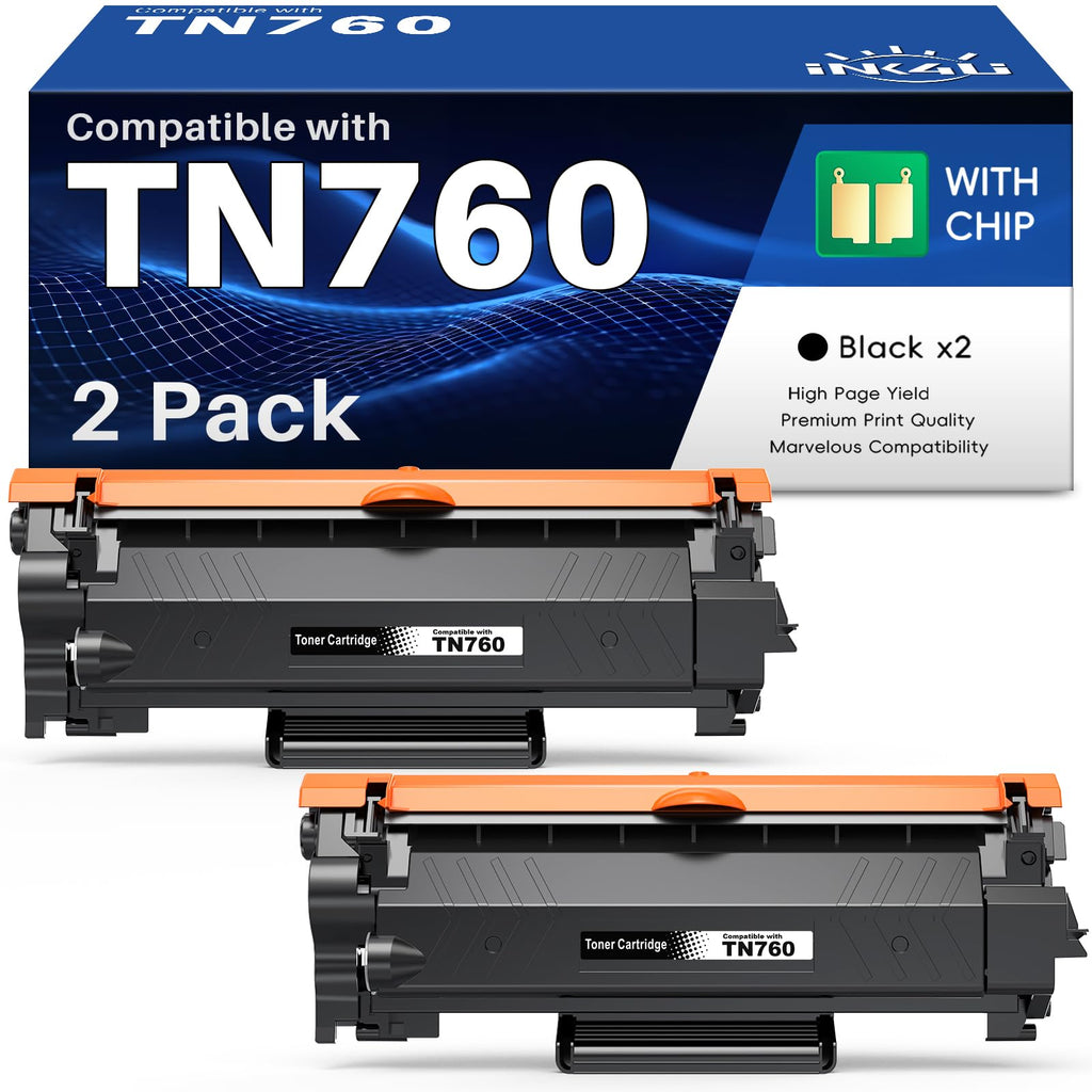 INK4U TN760 TN-760 Compatible Toner Cartridges Replacement for TN760 TN-760 DR730 DR-730 Toner Cartridges to Use with HL-L2350DW DCP-L2550DW HL-L2395DW Hl-L2390DW HL-L2370DW Printer (2 Black)