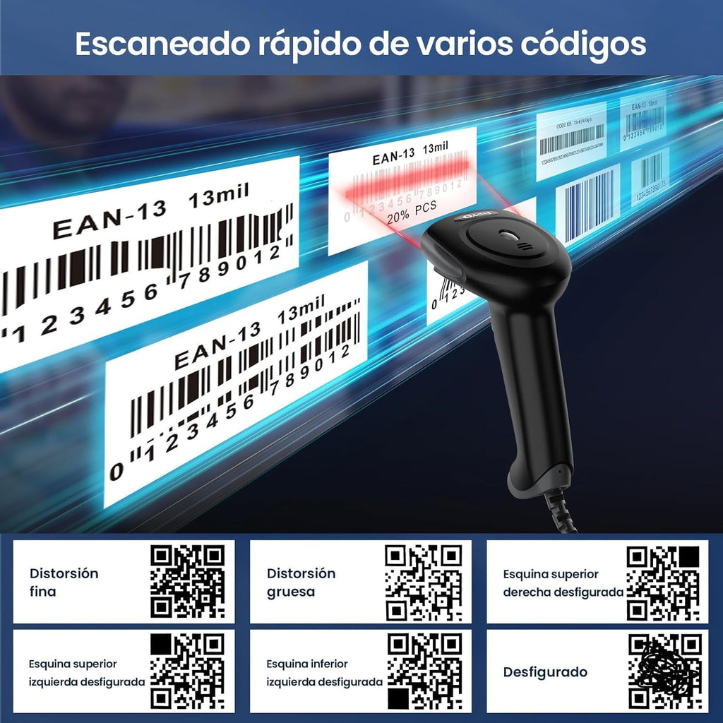 Eyoyo 2D USB Barcode Scanner: Handheld Wired QR Code Scanner for Computer Laptop POS PC, Fast Automatic 1D UPC Screen & Printed Bar Code Reader for Library, Retail Store, Book, Warehouse Inventory