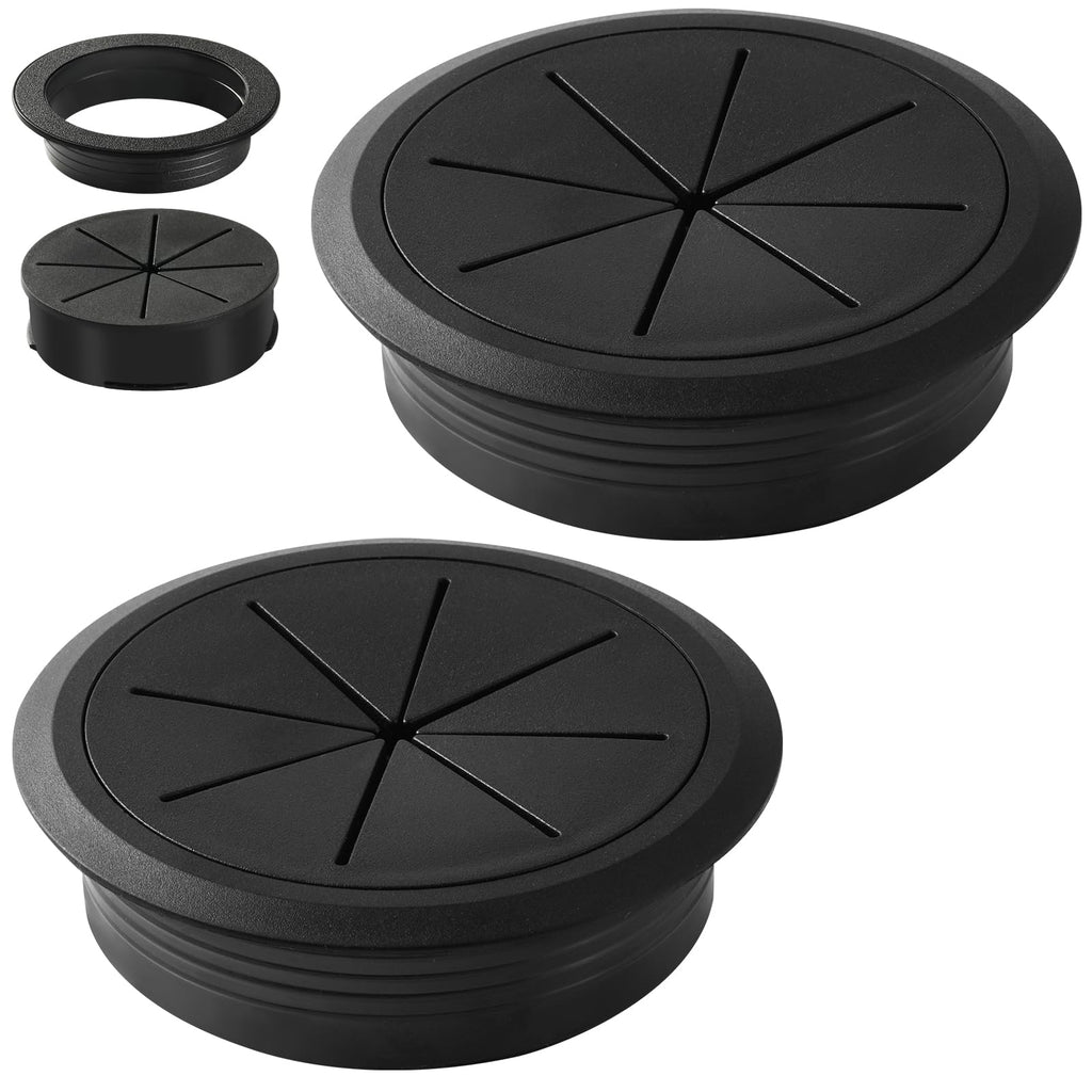 Desk Grommet Hole Diameter 3.15 Inch (Head Diameter 3.7 Inch) 2 Pieces, Desk Hole Cover for Cables Black, ABS Plastic Grommet Hole Cover for Wires Cables Through The Countertop by XIOGZAXI