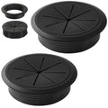 Desk Grommet Hole Diameter 3.15 Inch (Head Diameter 3.7 Inch) 2 Pieces, Desk Hole Cover for Cables Black, ABS Plastic Grommet Hole Cover for Wires Cables Through The Countertop by XIOGZAXI