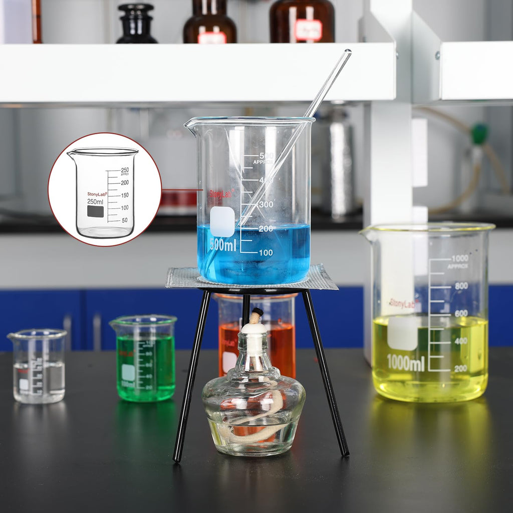 stonylab Glass Beaker, 1 Pack Borosilicate Glass Graduated Low Form Griffin Beaker with Pouring Spout Lab Beaker, 500 ml