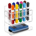 MyGift Wall-Mounted 2-Tier Clear Acrylic 10-Slot Dry Erase Whiteboard Marker and Eraser Holder Stand