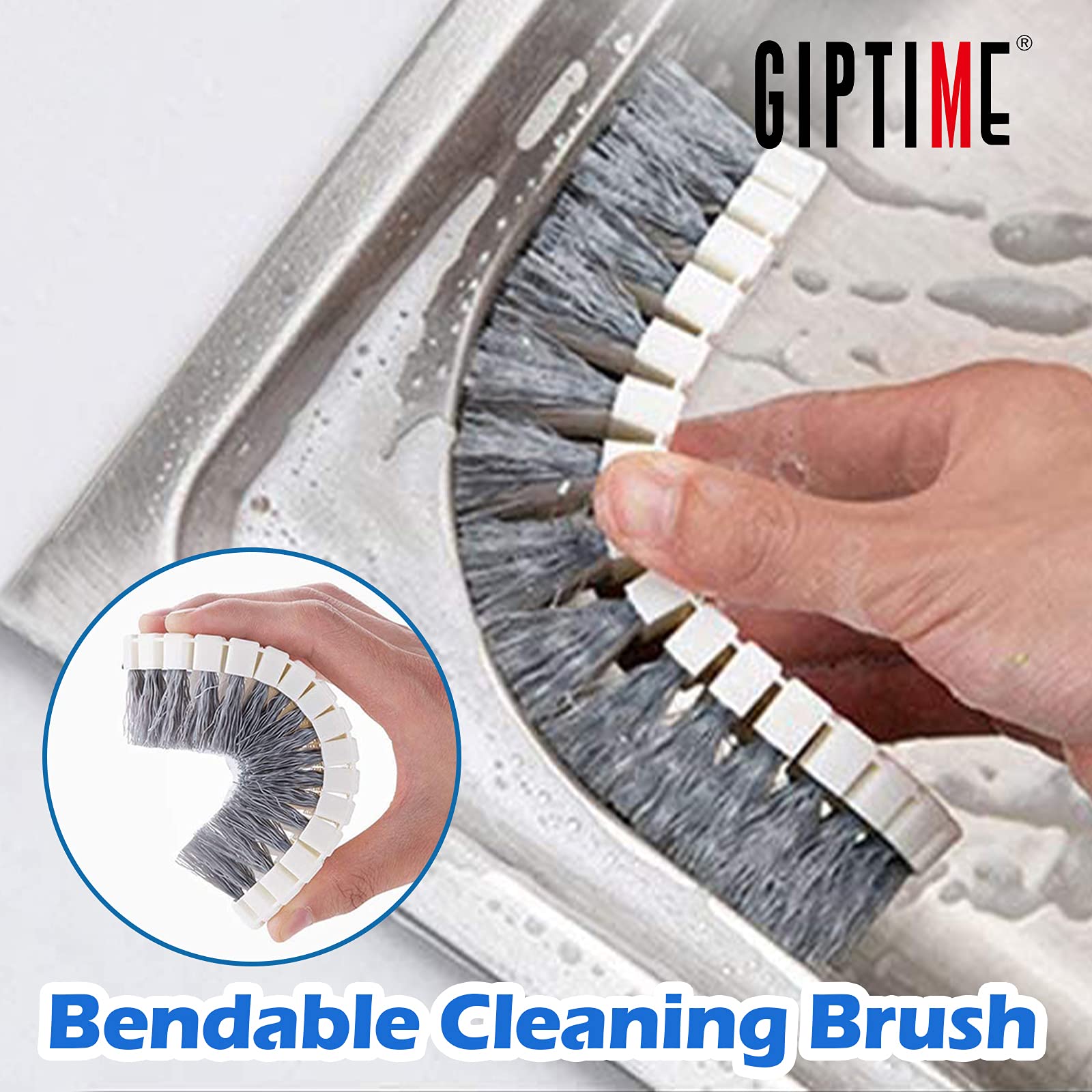 GIPTIME Brush for Cleaning, 4PCS Cleaning Brushes Includes Kitchen Cleaning Brush, Scrub Brush Comfort Grip, Clean Brush for Bathroom, Shoe Brush Track Groove Gap Cleaning Brushs Tool