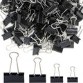 VEGCOO 140 PCS Black Paper Binder Clips, Assorted Sizes Bulldog Clips, Metal Binder Clip, Binder Clips Medium Size, Paper Clips Clamps for Home School Business Office Supplies(32/25/19/15mm)