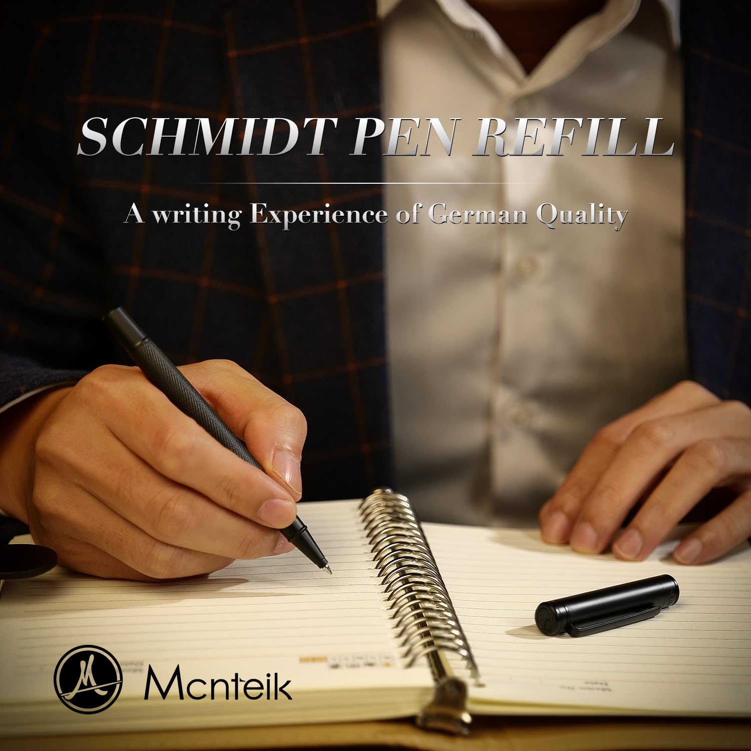 MCNTEIK Luxury Rollerball Pen with Mesh Texture, Schmidt Black Ink Refill, Executive Gift Set for Men&Women, Business Signature Pen, Executive, Office, Nice Fancy Designer Pens, Black