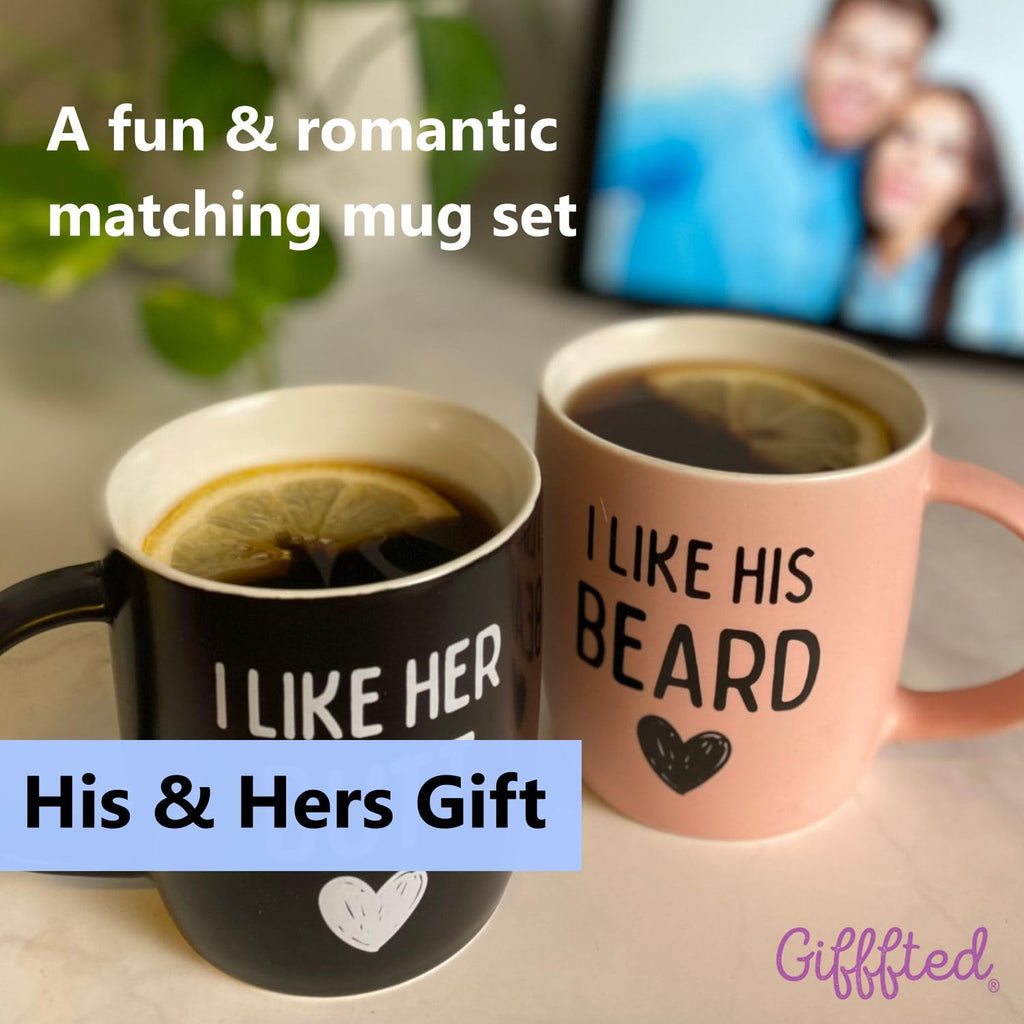 Triple Gifffted Funny Couples Gifts for Christmas, Wedding Anniversary, Engagement, Valentines Day Girlfriend Boyfriend Couple Gift, His & Hers, Bride & Groom, Him & Her, Ceramic, 380ML