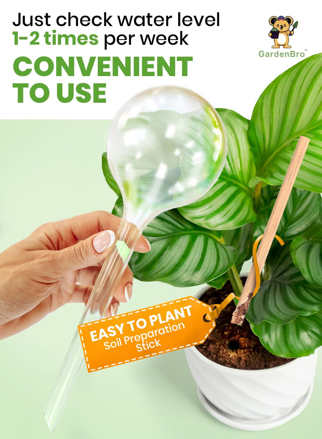 Plant Watering Globes Plastic Set of 4 - Automatic Plant Waterer Indoor and Outdoor - Self Watering Planter Insert System with Plastic Water Bulbs Ideal Gift for Gardeners (4 Globes)